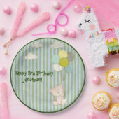 Wit Beer met Balloons Groene Rustische Typografie Papieren Bordje (Feest)