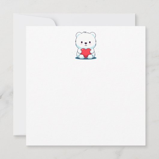 Wit beer met een hart, gepersonaliseerd kaart (Achterkant)