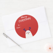 Wit Beer met gewei Custom Christmas Gift Ronde Sticker (Envelop)