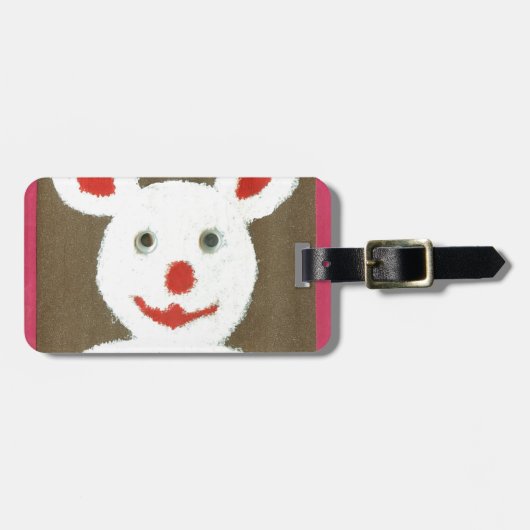 Wit Beer met rode neus, mond en oren (Santa) Bagagelabel (Voorkant horizontaal)