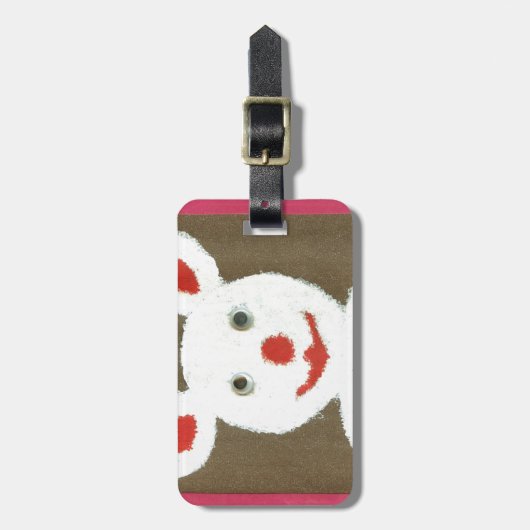 Wit Beer met rode neus, mond en oren (Santa) Bagagelabel (Voorkant verticaal)