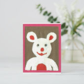 Wit Beer met rode neus, mond en oren (Santa) Briefkaart (Staand voorkant)