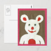 Wit Beer met rode neus, mond en oren (Santa) Briefkaart (Voorkant / Achterkant)