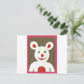 Wit Beer met rode neus, mond en oren (Santa) Briefkaart (Staand voorkant)