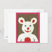 Wit Beer met rode neus, mond en oren (Santa) Briefkaart (Voorkant / Achterkant)