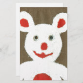 Wit Beer met rode neus, mond en oren (Santa) Briefpapier (Voorkant / Achterkant)