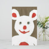 Wit Beer met rode neus, mond en oren (Santa) Briefpapier (Staand voorkant)