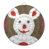 Wit Beer met rode neus, mond en oren (Santa) Dartbord (Voorkant)