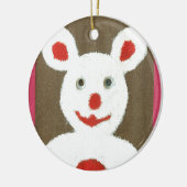 Wit Beer met rode neus, mond en oren (Santa) Keramisch Ornament (Links)