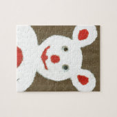 Wit Beer met rode neus, mond en oren (Santa) Legpuzzel (Horizontaal)