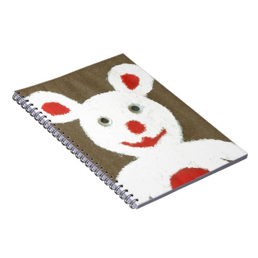 Wit Beer met rode neus, mond en oren (Santa) Notitieboek (Rechterzijde)