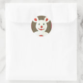 Wit Beer met rode neus, mond en oren (Santa) Ronde Sticker (Tas)