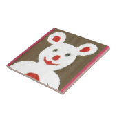 Wit Beer met rode neus, mond en oren (Santa) Tegeltje (Zijkant)