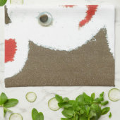 Wit Beer met rode neus, mond en oren (Santa) Theedoek (Gevouwen)