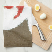 Wit Beer met rode neus, mond en oren (Santa) Theedoek (Quarter Fold)