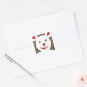 Wit Beer met rode neus, mond en oren (Santa) Vierkante Sticker (Envelop)