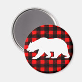Wit Beer & Rustiek Zwart Rood Buffel Check geruit Magneet (Voorkant / Achterkant)