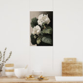 Wit Begonia's Bloemenkunst Print Poster (Keuken)