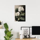 Wit Begonia's Bloemenkunst Print Poster (Thuiskantoor)
