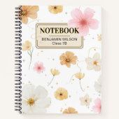 Wit & Beige Bloemen Waterverf Spiraal Notitieboek (Voorkant)