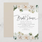 Wit Beige Bloemen Winter Greenery Vrijgezellenfees Kaart (Voorkant / Achterkant)