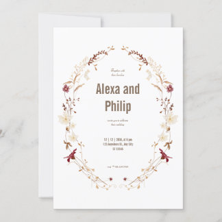 Wit Beige Elegant Classy Herfstbruiloft Kaart