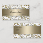 Wit Beige Floral Elegant Visitekaartje 3 (Voorkant / Achterkant)