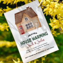 Wit Beige Housewarming Party Uitnodiging