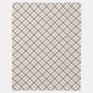 Wit beige zwart diagonaal licht geruit patroon fleece deken