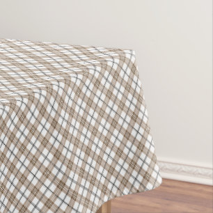 Wit beige zwart diagonaal licht geruit patroon tafelkleed