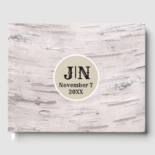 Wit Berkenhout Rustieke Schuur Bruiloft Gastenboek (Voorkant)