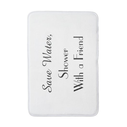 Wit Bespaar Water Grappig Pluche Badmat (Voorkant Verticaal)