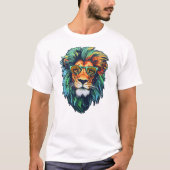 Wit Bewerkbaar Man T-shirt - Lion (Voorkant)