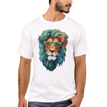 Wit Bewerkbaar Man T-shirt - Lion