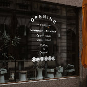 Wit bewerkbaar venstersticker voor openingsuren vo raamsticker