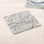  wit bewerkt leder kartonnen onderzetters (Schuin)