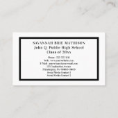 Wit | Black Afstuderen Photo Insert Name Cards Contactkaartje (Achterkant)