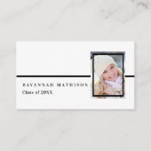 Wit | Black Afstuderen Photo Insert Name Cards Contactkaartje (Voorkant)