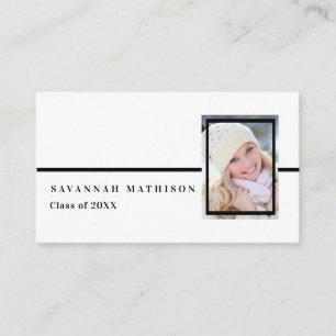 Wit Black Afstuderen Photo Insert Name Cards Contactkaartje