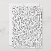 Wit | Black Floral verlovingsfeest Kaart (Achterkant)