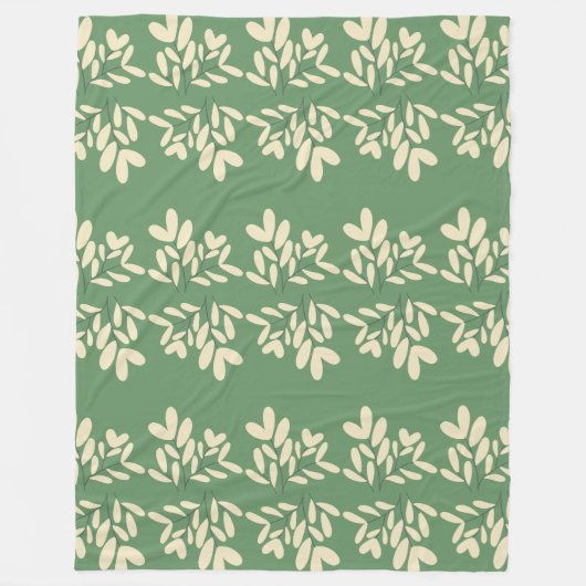 Wit blad groen patroon fleece deken (Voorkant)