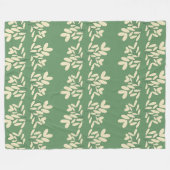 Wit blad groen patroon fleece deken (Voorkant (Horizontaal))