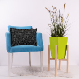 Wit blad patroon zwart Accent Kussen