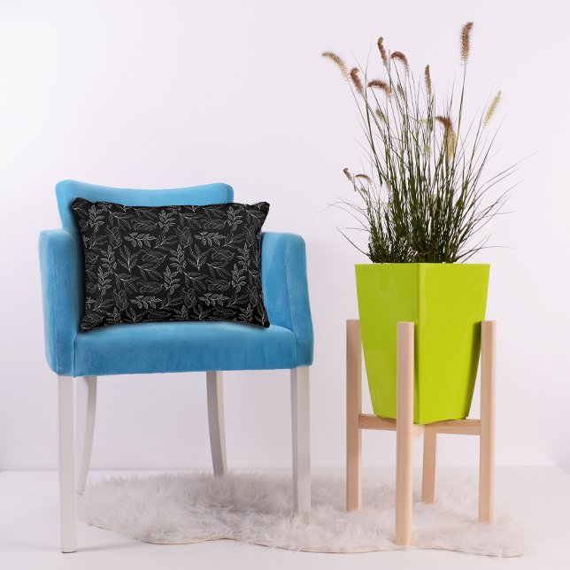 Wit blad patroon zwart Accent Kussen (Creator heeft geüpload)