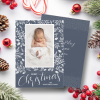 Wit Bladeren Denim Foto Kerstmis Geboorte