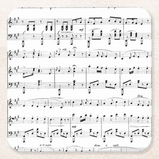 Wit bladmuziek kartonnen onderzetters (Voorkant)