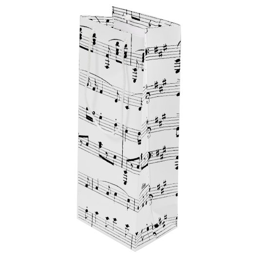 Wit Bladmuziek Wijn Cadeautas (Voorkant Gekanteld)
