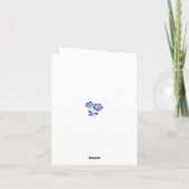Wit blanco | Blauwe bloemige opgevouwen dankjewel  Bedankkaart (Achterkant)