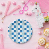Wit Blau Geruit Papieren Bordje (Feest)