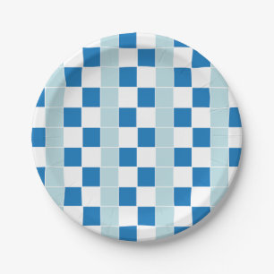 Wit Blau Geruit Papieren Bordje